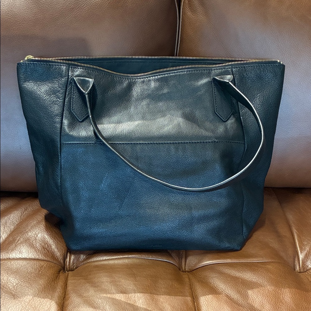 Fossil Black Leather Tote Bag